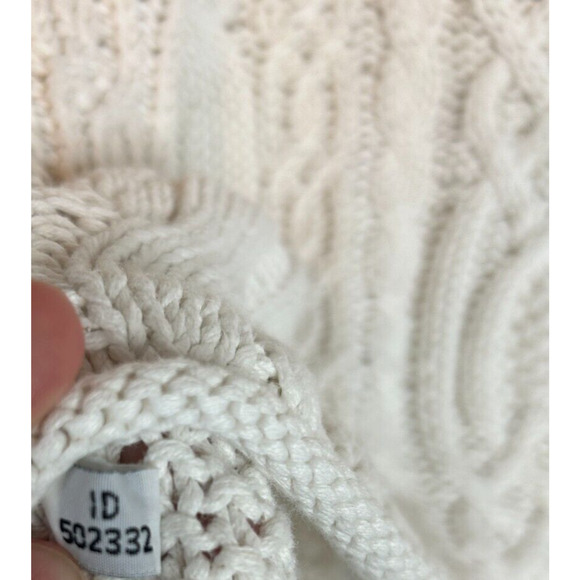 Abercrombie & Fitch Y2K Chunky Cable Ivory Knit Sweater Women's Med - Picture 7 of 8